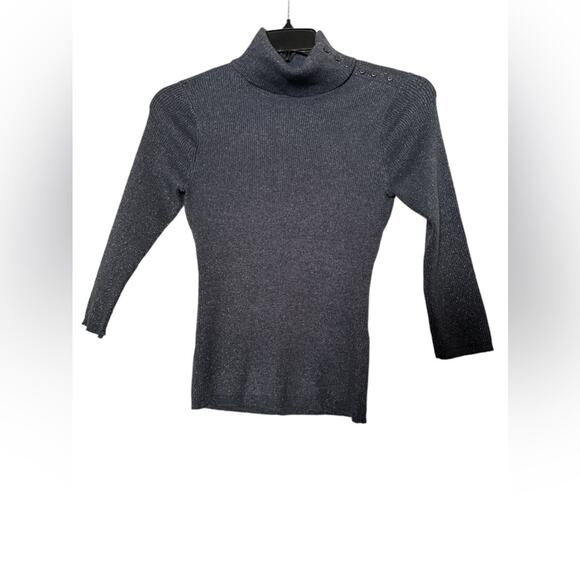 NEW YORK AND COMPANY 7TH AVENUE DESIGN STUDIO LIGHT GREY TURTLENECK SWEATER Sz S - Picture 1 of 7